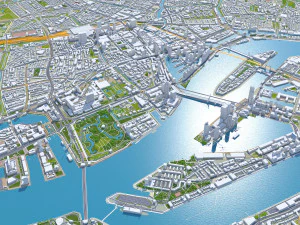 Rotterdam city south holland 40km 3D Model