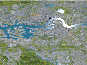 Rotterdam city south holland 40km 3D Model