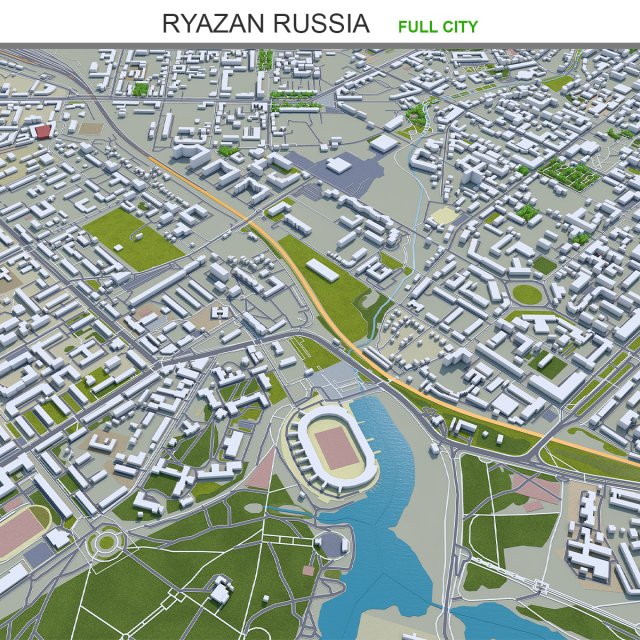 Ryazan city russia 50km Modelo 3D .c4d .max .obj .3ds .fbx .stl .blend 