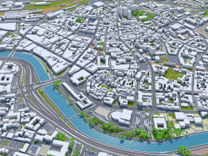 Saarbrucken city germany 40km 3D Model