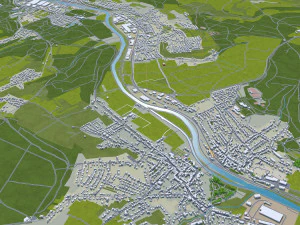 Saarbrucken city germany 40km 3D Model