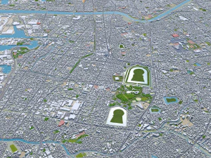 Sakai city japan 50km 3D Model