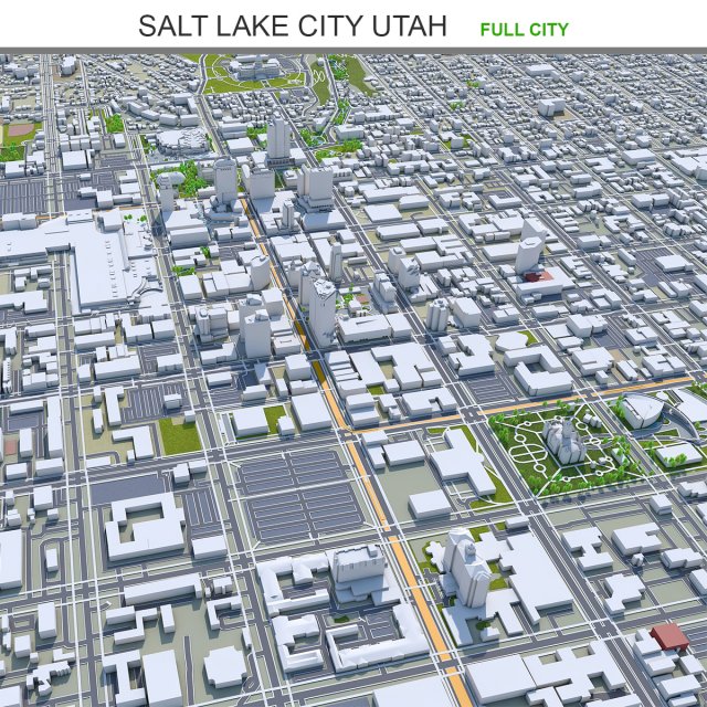 Salt lake city utah usa 60km 3D मॉडल .c4d .max .obj .3ds .fbx .stl .blend 