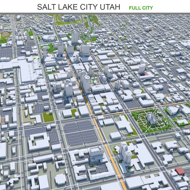 Salt lake city utah usa 60km 3D Model .c4d .max .obj .3ds .fbx .stl .blend 