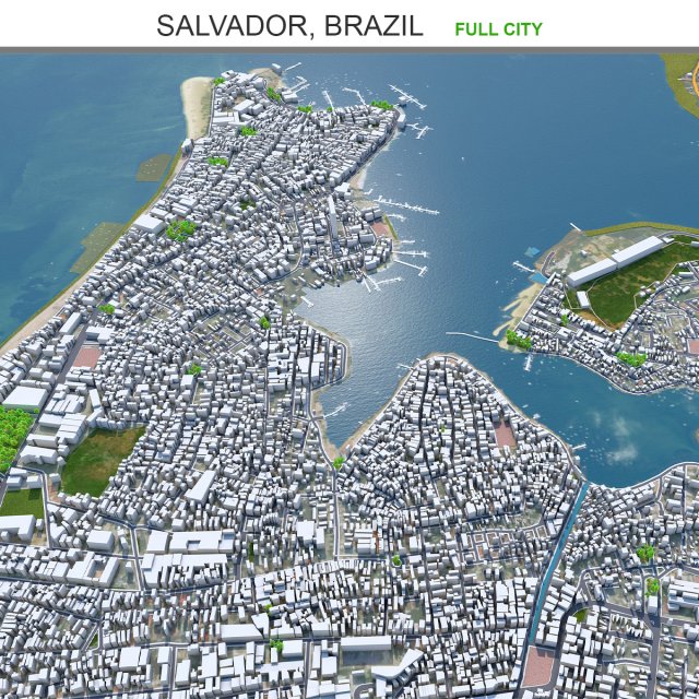Salvador city brazil 50km 3D 모델 .c4d .max .obj .3ds .fbx .stl .blend 