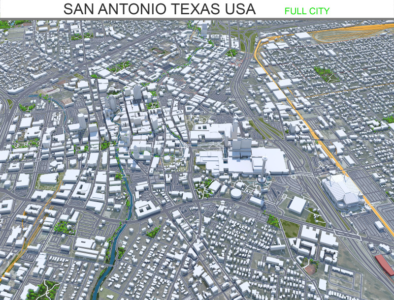 San antonio city texas 80km 3D-Modell .c4d .max .obj .3ds .fbx .stl .blend 