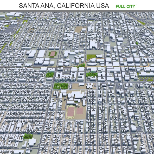 Santa ana city california usa 20km Modèle 3D .c4d .max .obj .3ds .fbx .stl .blend 