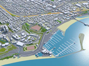 Santa barbara city california usa 40km 3D Model