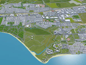 Santa barbara city california usa 40km 3D Model
