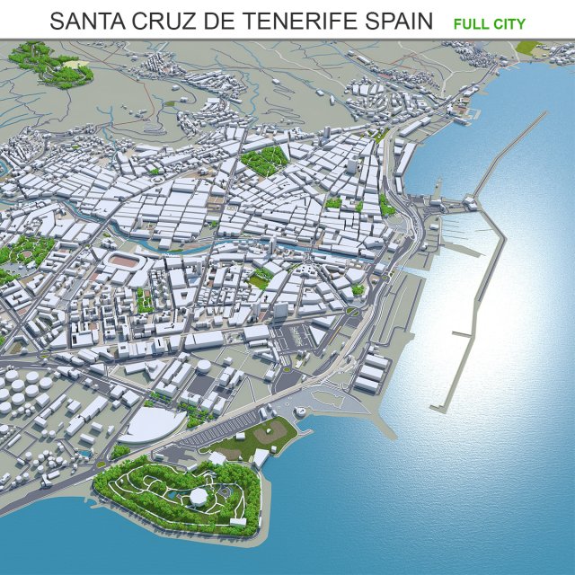 Santa cruz de tenerife city spain 30km Modelo 3D .c4d .max .obj .3ds .fbx .stl .blend 