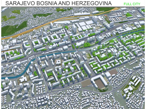 Sarajevo city bosnia and herzegovina 40km 3D Model