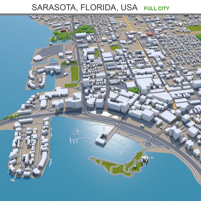 Sarasota city florida usa 30km Modelo 3D .c4d .max .obj .3ds .fbx .stl .blend 