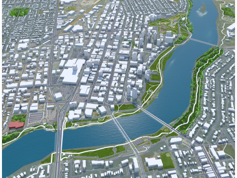 Saskatoon city canada 50km 3D 모델