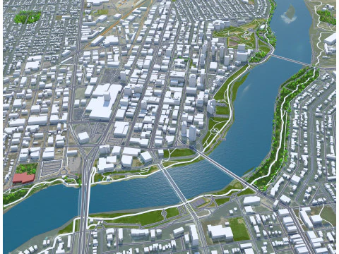 Saskatoon city canada 50km 3D Model
