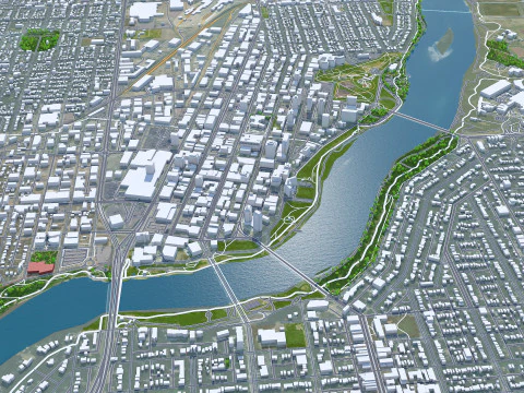 Saskatoon city canada 50km 3D Model