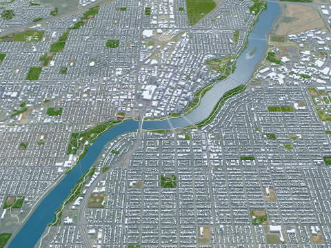 Saskatoon city canada 50km 3D 모델