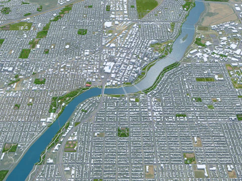 Saskatoon city canada 50km 3D Model