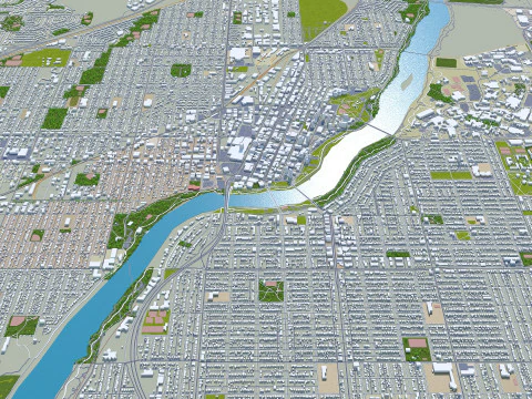 Saskatoon city canada 50km 3D Model