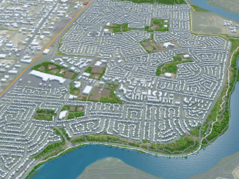 Saskatoon city canada 50km 3D Model