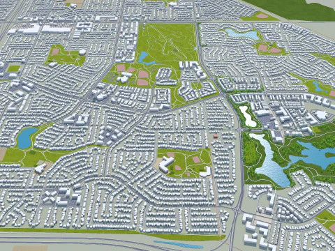 Saskatoon city canada 50km 3D Model