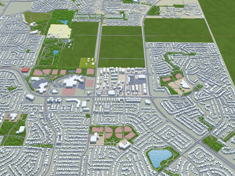 Saskatoon city canada 50km 3D 모델