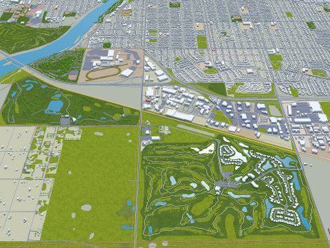 Saskatoon city canada 50km 3D 모델