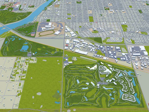 Saskatoon city canada 50km 3D Model