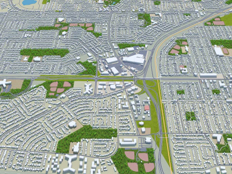 Saskatoon city canada 50km 3D Model