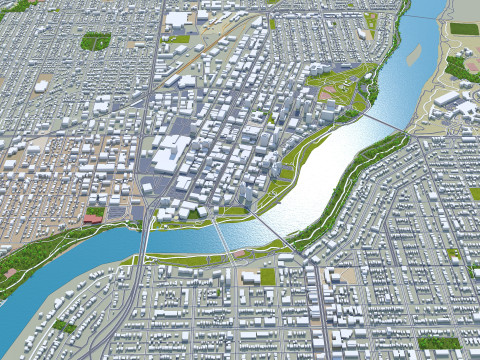 Saskatoon city canada 50km 3D 모델