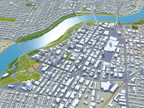 Saskatoon city canada 50km 3D 모델