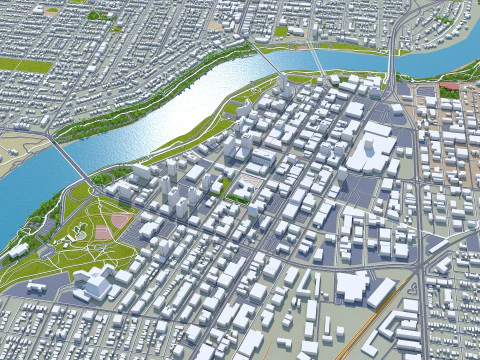 Saskatoon city canada 50km 3D Model