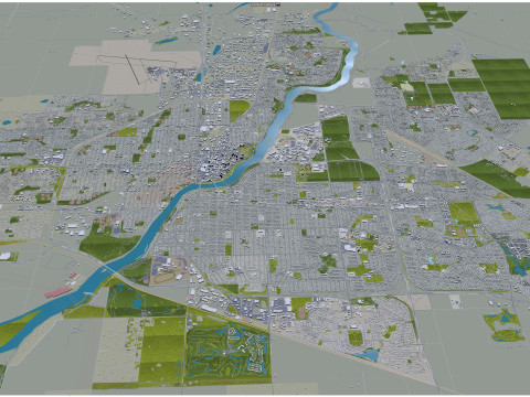 Saskatoon city canada 50km 3D 모델