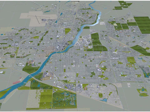 Saskatoon city canada 50km 3D Model