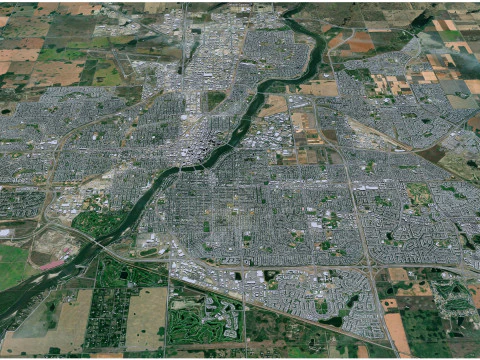 Saskatoon city canada 50km 3D Model