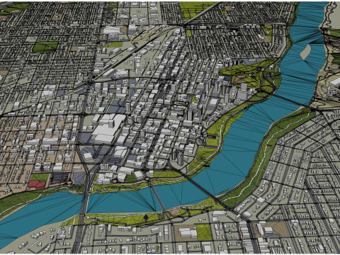 Saskatoon city canada 50km 3D 모델