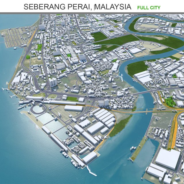 Seberang perai city malaysia 30km 3D Model .c4d .max .obj .3ds .fbx .stl .blend 