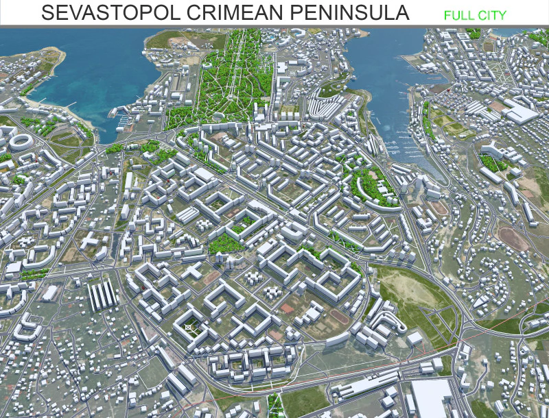 Sevastopol crimean city peninsula 100km 3D Model .c4d .max .obj .3ds .fbx .stl .blend 