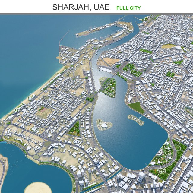 Sharjah city uae 50km 3Dモデル .c4d .max .obj .3ds .fbx .stl .blend 