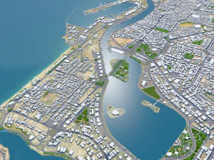 Stadt Sharjah, Vereinigte Arabische Emirate, 50 km 3D Modell
