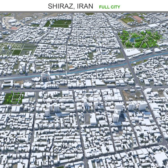 Shiraz city iran 80km 3D Model .c4d .max .obj .3ds .fbx .stl .blend