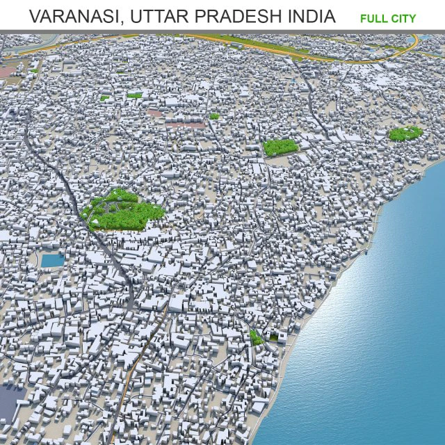 Varanasi city uttar pradesh india 30km 3D Model .c4d .max .obj .3ds .fbx .stl .blend