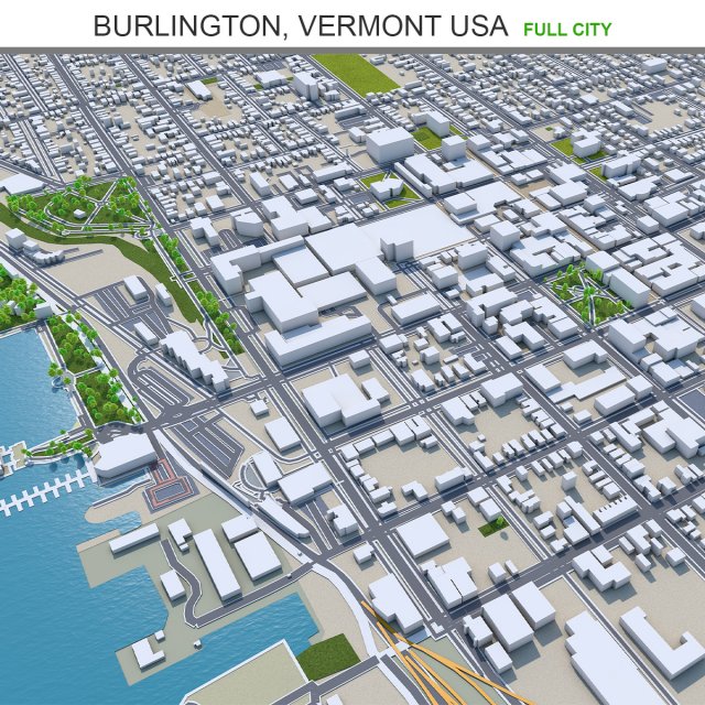 Burlington city vermont usa 30km Modelo 3D .c4d .max .obj .3ds .fbx .stl .blend 