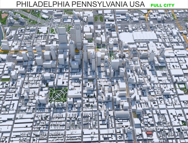 Philadelphia pennsylvania city usa 70km 3D मॉडल .c4d .max .obj .3ds .fbx .stl .blend 