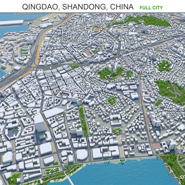 Qingdao city china 250km 3D Model .c4d .max .obj .3ds .fbx .stl .blend 