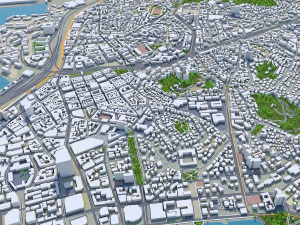 中国青島市 250km 3Dモデル