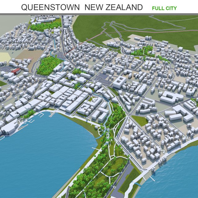 Queenstown cromwell alexandra city new zealand 80km Model 3D .c4d .max .obj .3ds .fbx .stl .blend