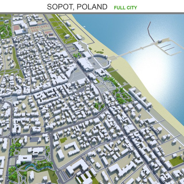 Sopot city poland 20km Modelo 3D .c4d .max .obj .3ds .fbx .stl .blend