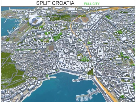 Ville de Split Croatie 20km Modèle 3D