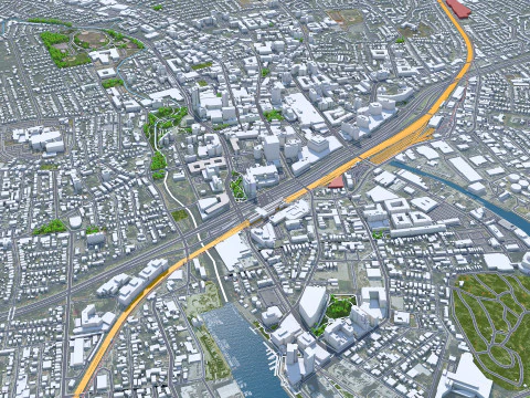 Stamford city connecticut usa 40km 3D Model