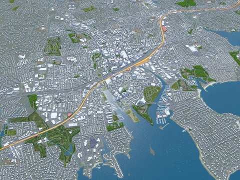 Stamford city connecticut usa 40km 3D Model